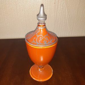 Art Deco Tango Orange Czech Glass Compote Candy